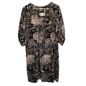 Vintage Psychedelic Two Potato Dress Hawaiian Tiki Luau Mid Century MIDI Mumu F2